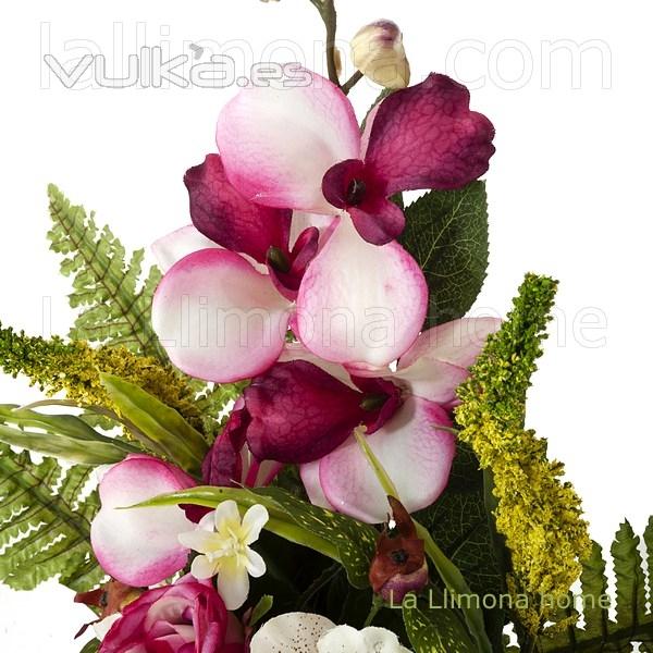 Todos los Santos. Ramo artificial flores rosas orqudeas cereza con hojas 50 1 - La Llimona home