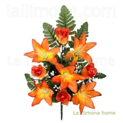 Todos los santos ramo artificial flores tiger lily naranja con hojas 45 - la llimona home