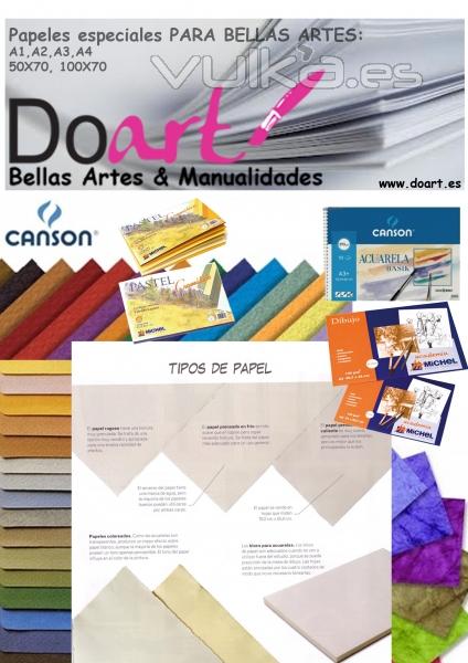 papeles especiales para bellas artes en Doart A4, A3, A2, A1, A0