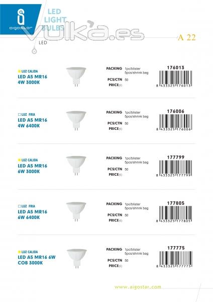 LED LIGHT BULBS A22