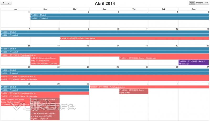 Con nuestro calendario tendrás una imagen de todo tu actividad con un simple golpe de vista.