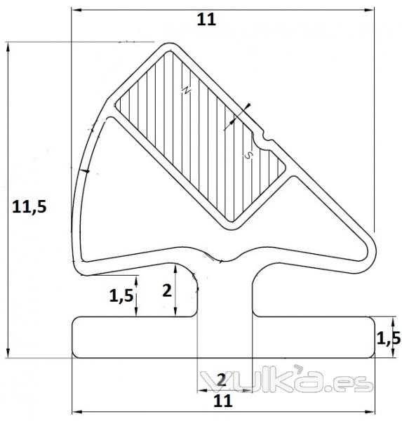 Goma Iman perfil aluminio 45º