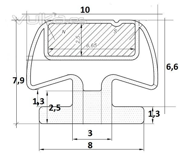 Goma iman perfil aluminio 180