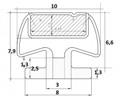 Goma iman perfil aluminio 180º