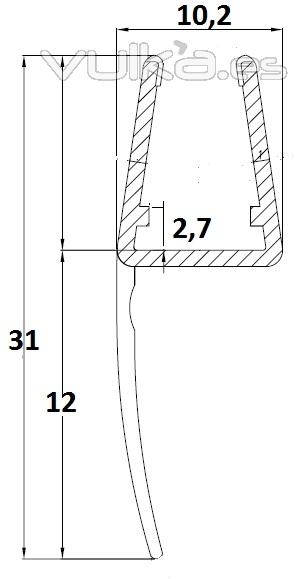 Goma ala puertas abatibles cristal 6/8 mm