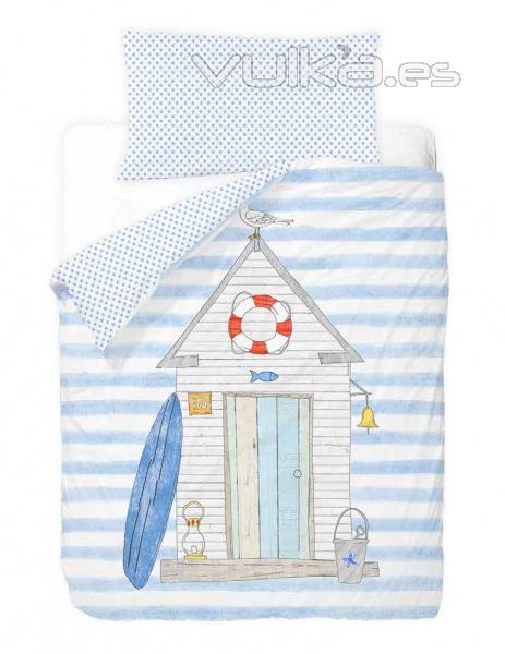 Saco nrdico infantil Beach Hut. Motivos marinos y playeros.