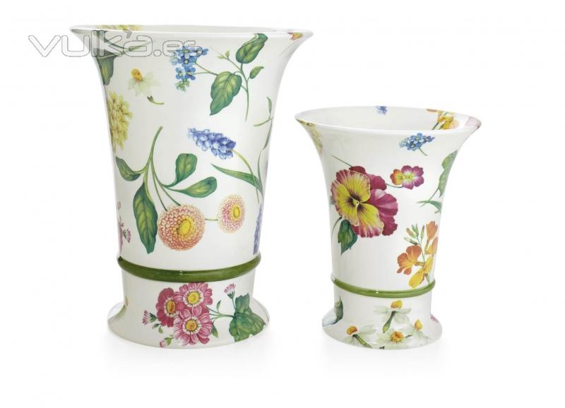 Jarrones de porcelana o cermica, de alta calidad y motivos florales. Fiori di Campo.