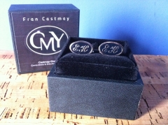 Gemelos personalizados con iniciales oro blanco rodiado y esmalte