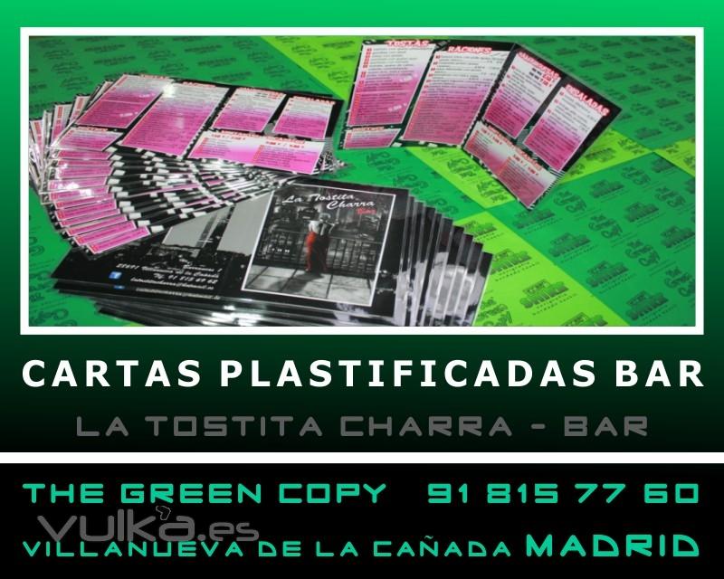 Plastificado de Cartas Bar Restaurante | The Green Copy Impresin Villanueva de la Caada MADRID