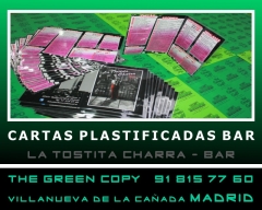 Plastificado de cartas bar restaurante | the green copy impresion villanueva de la canada madrid
