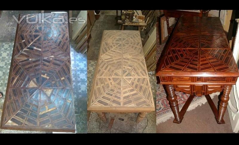 Mesa tallada s. XVIII (antes y después)