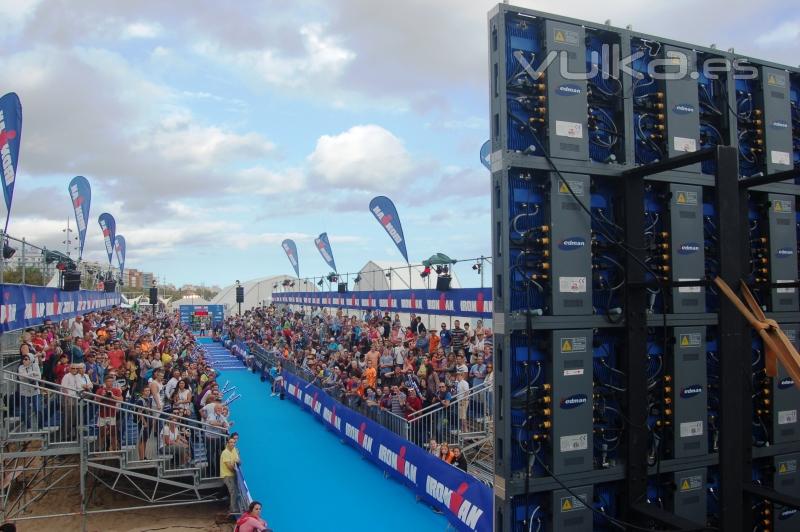vista trasera pantalla de Leds 6 mm SMD instalada para el Ironman Barcelona 2014