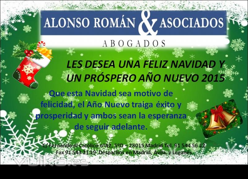 ALONSO ROMÁN Y ASOCIADOS ABOGADOS os desean ¡FELICES FIESTAS! http://www.araabogados.es/ 91.5445612