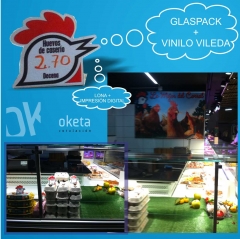 Glaspack + vinilo vileda  -  lona + impresion digital