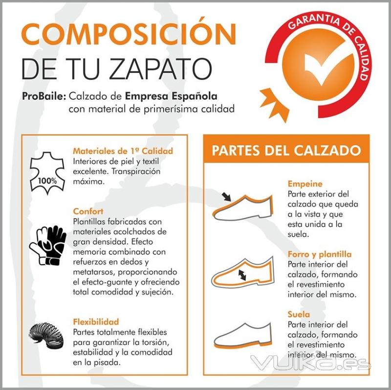 Composión: Materiales de tu zapato de baile. PROBAILE