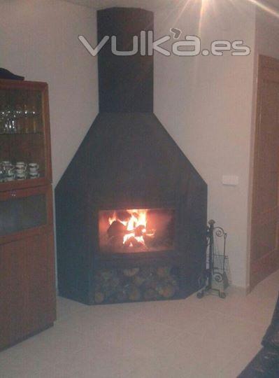 Chimenea metlica  rinconera ,hecha a medida con doble cmara,...