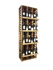 botellero expositor en madera de pino,Capacidad para 156 botellas, medidas 204*68*38cm