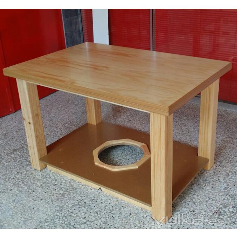 Mesa de Dm Rechapado de 120x80, con tarima para brasero (Opcional)