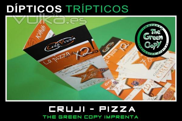 Impresión de Dípticos Cruji-Pizza | The Green Copy Impresión Villanueva de la Cañada MADRID