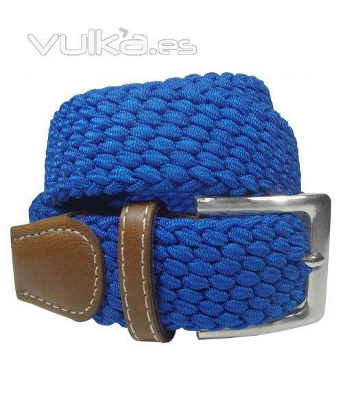 Cinturn textil trenzado elstco en color azuln