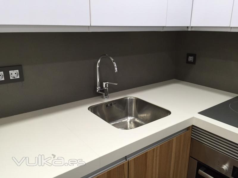 Encimera cocina Neolith Nieve y Cement