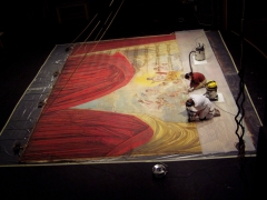 Restauracion de pintura sobre lienzo: restauracion del telon del teatro vico de jumilla