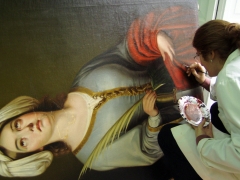 Resturacion de pintura sobre lienzo obra del museo de bellas artes de murcia