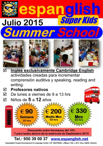 Cursos de inglés de Cambridge en julio para niños de 5 a 12 años