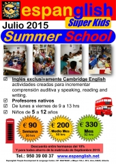 Cursos de inglés de Cambridge en julio para niños de 5 a 12 años
