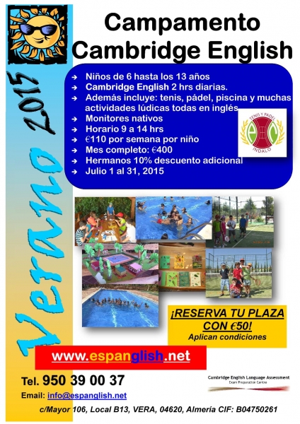 Campamento Inglés Cambridge y práctica de deportes en julio