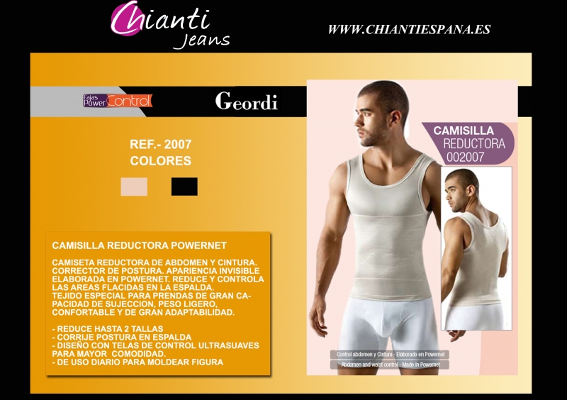 Ref 2007 Camisilla Geordi powernet hombre. Reduce abdomen. Corrige postura espalda