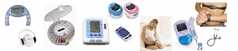 Prodcutos para la salud, pulsioxmetros, doppler fetal, tensimetro peditrico, pastillero semanal.