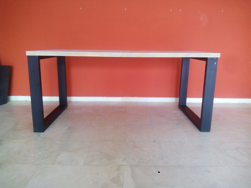 mesa industrial comedor madera forja hiperhogar.es