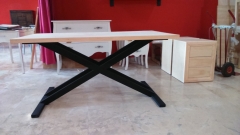 Mesa despacho comedor industrial madera hierro hiperhogares