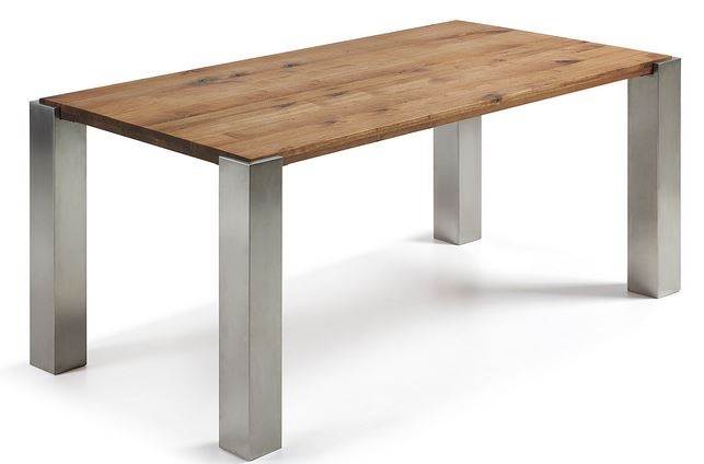 mesa comedor despacho industrial madera y acero hiperhogar.es