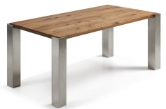 Mesa comedor despacho industrial madera y acero hiperhogares