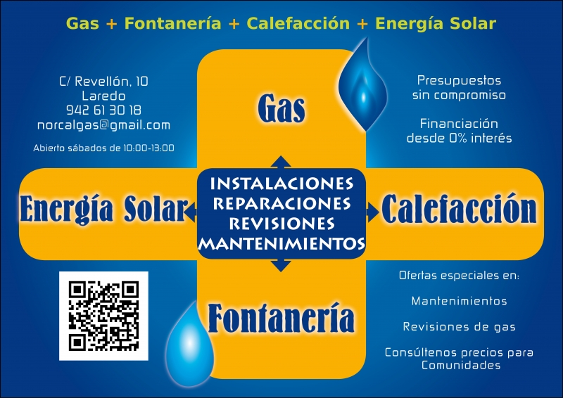 Trabajos Norcalgás Solar: gas, fontanería, calefacción y energía solar. Norcalgás Solar. Laredo.