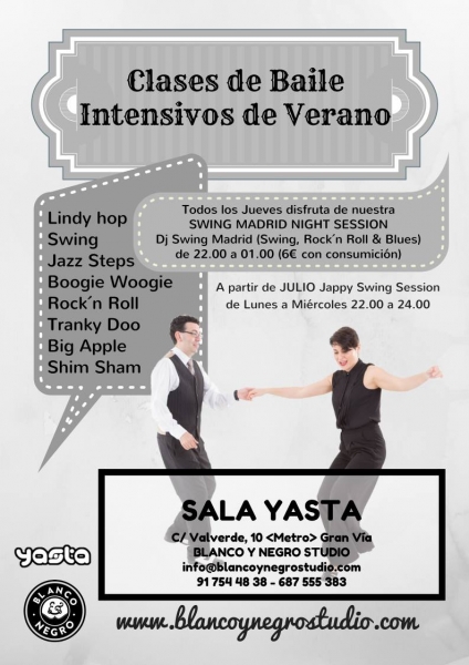 Cartel Intensivos de Verano Swing Lindy Hop Sala Yasta