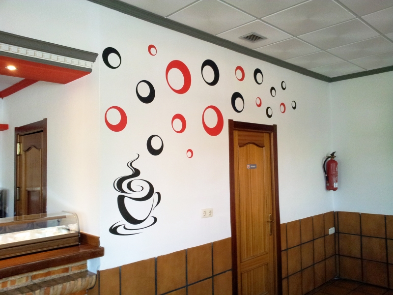 rotulación de pared para cafetería