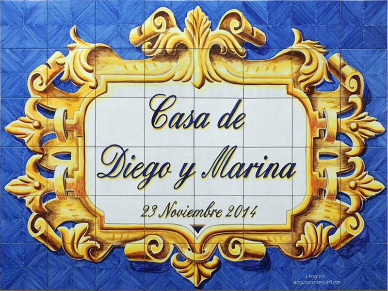 Rótulo para vivienda. Mural de azulejos 120x90cm.