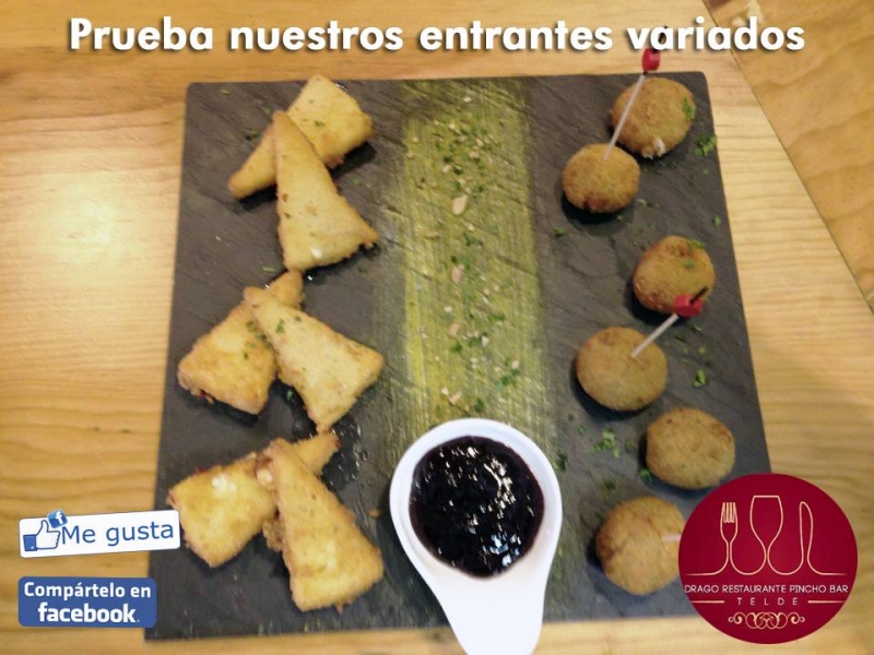 Surtido variado de queso frito y croquetas