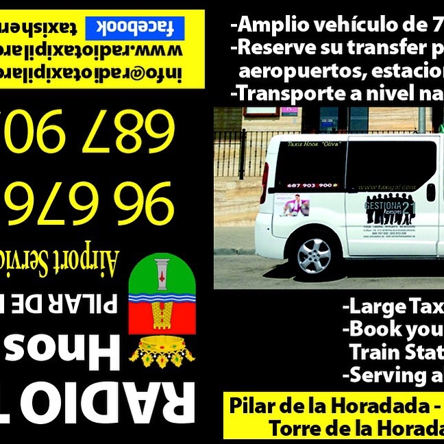 RADIO TAXI PILAR DE HORADADA TRASLADOS Y SERVICIOS AIRPORT SERVICE ALICANTE MURCIA TRASFERS 24 HOURS 365 DAIS 0034  96 676 78 30