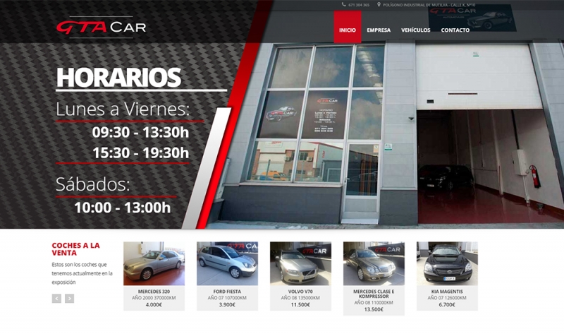 Web creada para la empresa de compra venta de vehículos GTACAR