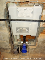 Instalacion cisterna empotrada inodoro, reforma bano, barcelona area construction technology