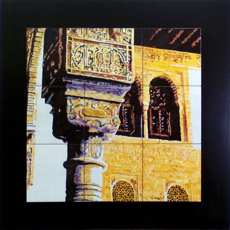 Rincón de la Alhambra. Mural de azulejos 45x45 cm. sobre madera (medidas totales 60x60cm)