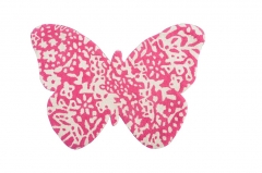Alfombra de lana infantil butterfly pink ivory. forma de mariposa en colores marfil y rosa.