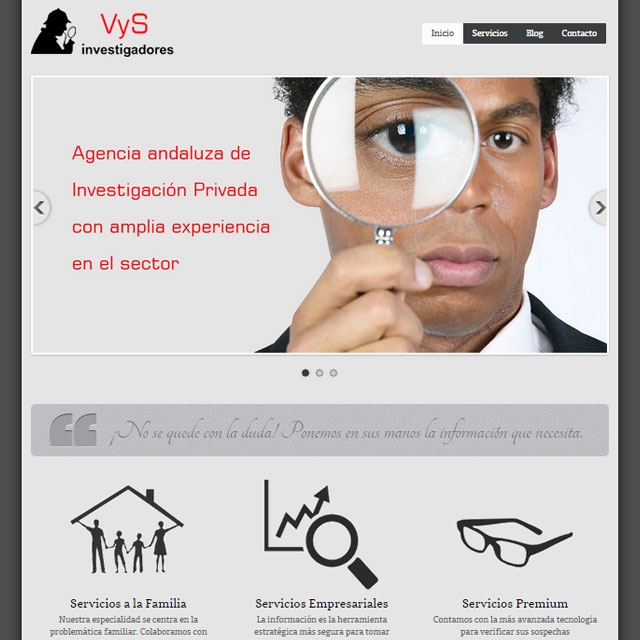 Web realizada en Worpress para la Agencia de Detectives VYS