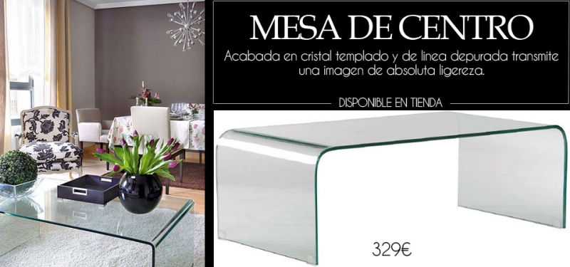 Mesa de centro en cristal templado. La puedes comprar en nuestra tienda de Madrid.