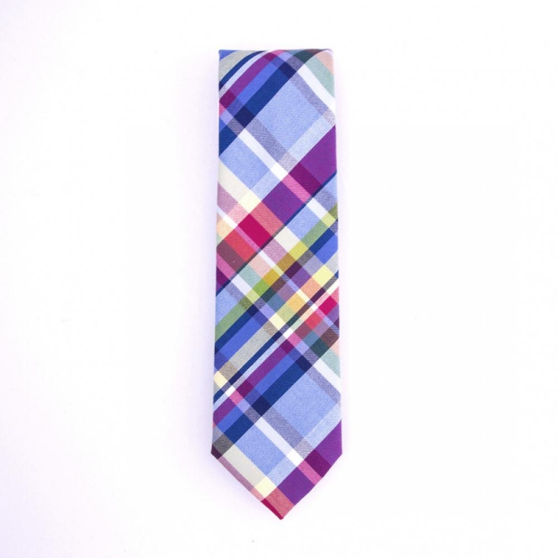 Corbata algodon cuadros multicolor