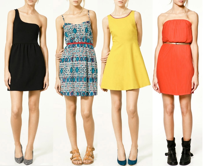vestidos  juveniles casuales de color negro, amarillo y naranja 